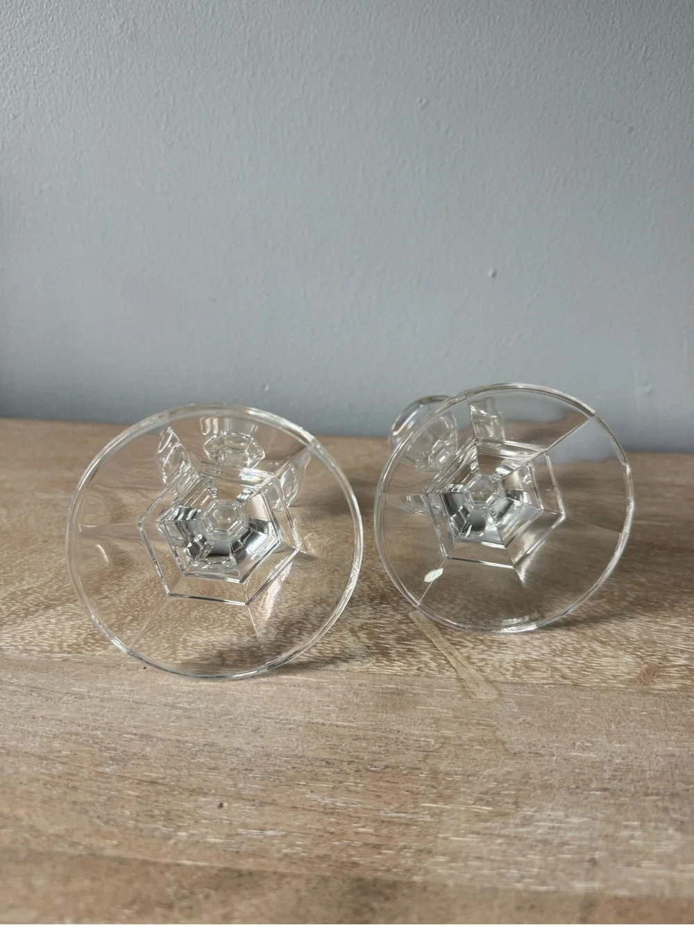 Crystal Glass Candlestick Pair - Clear Elegance